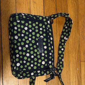 VERA BRADLEY Navy & Green-White Polka Dot Crossbody Bag